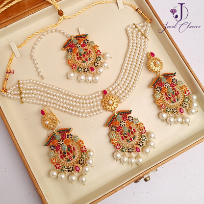 Pearl Choker Mughal Ratana Pearl Bindia Set