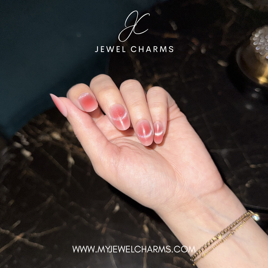 JC113 24 Pink pieces Cat Eye Nails with free Nails application kit