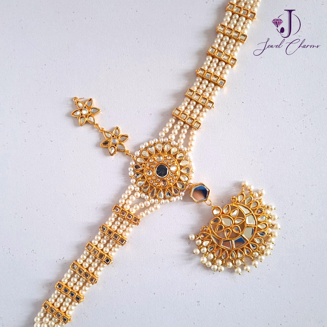 Alia Bhatt Inspired Matha Patti/HeadGear Kundan Sheesha Work