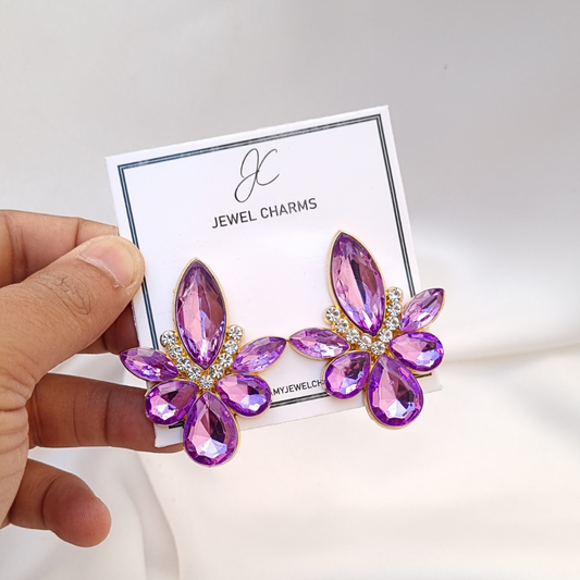 Lilac purple chunky flower earrings