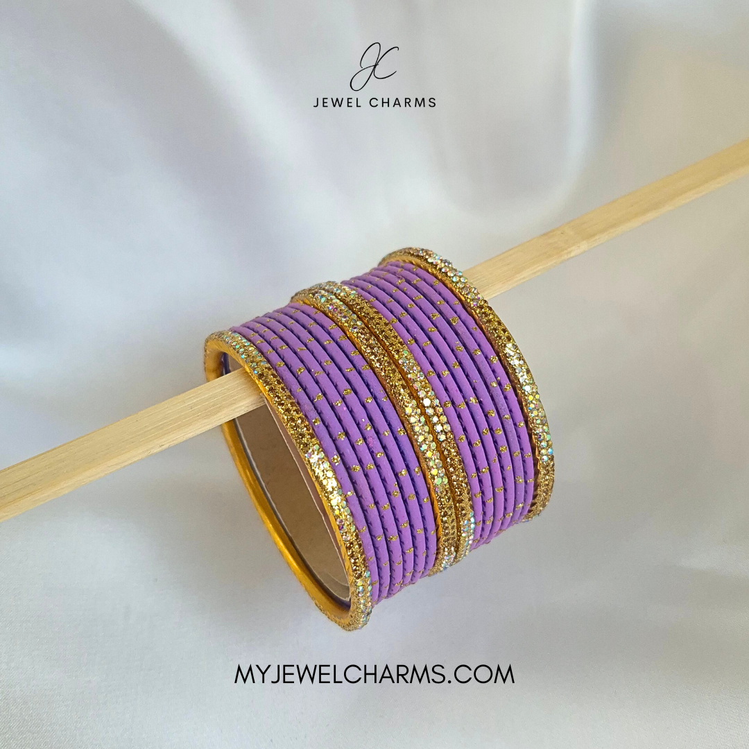 Lilac Rainbow Tetra Karra Bangles Set