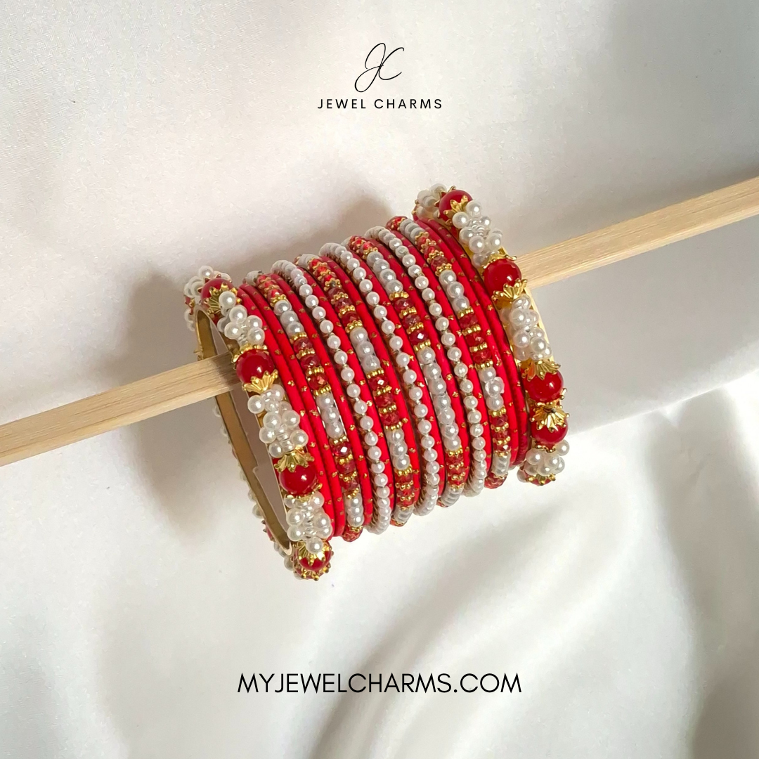 Red Pearl Motichoor Bangles/Choorian