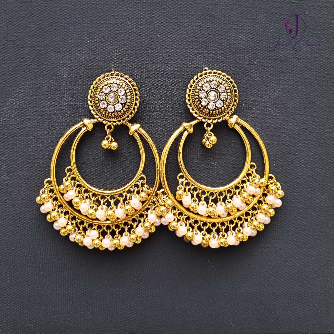 Golden Antique Double Gajra Earrings