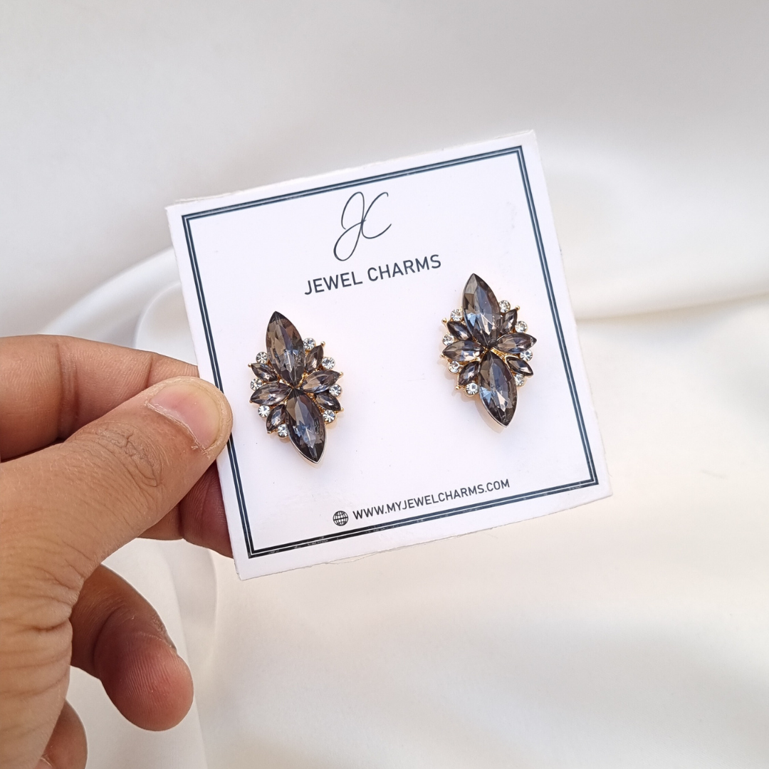 Black Gray Crystal studs