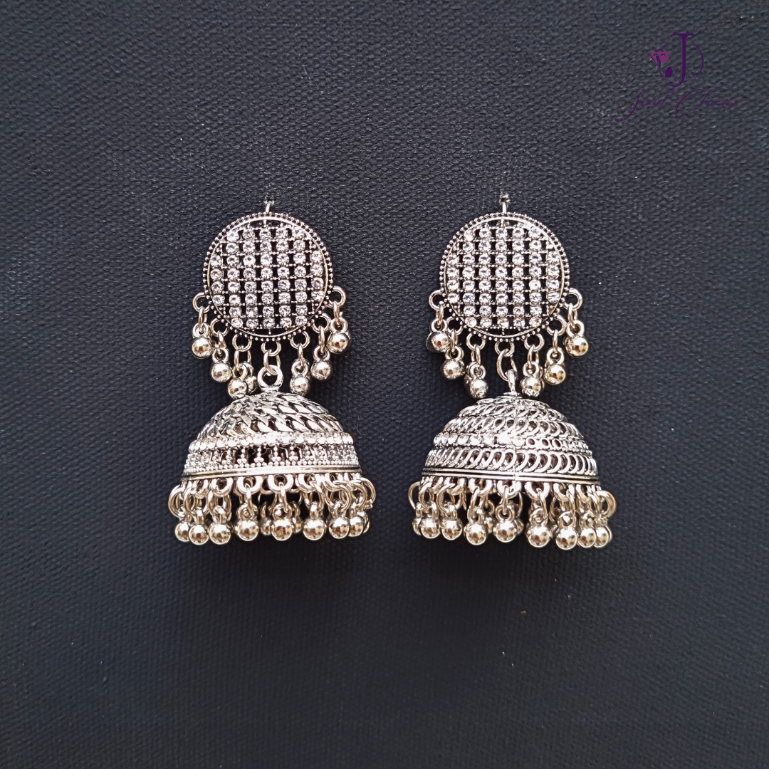 Silver Antique Wafer Jhumka