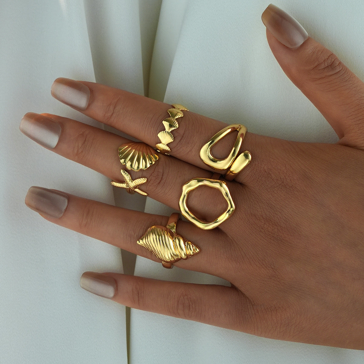 Jcec 337 5 pieces shells rings pack