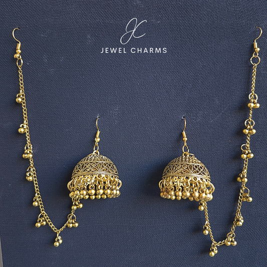 Golden Textured Sahara Katori Jhumki