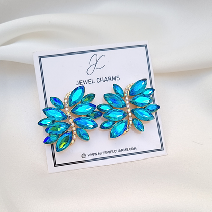 Azure blue wave studs