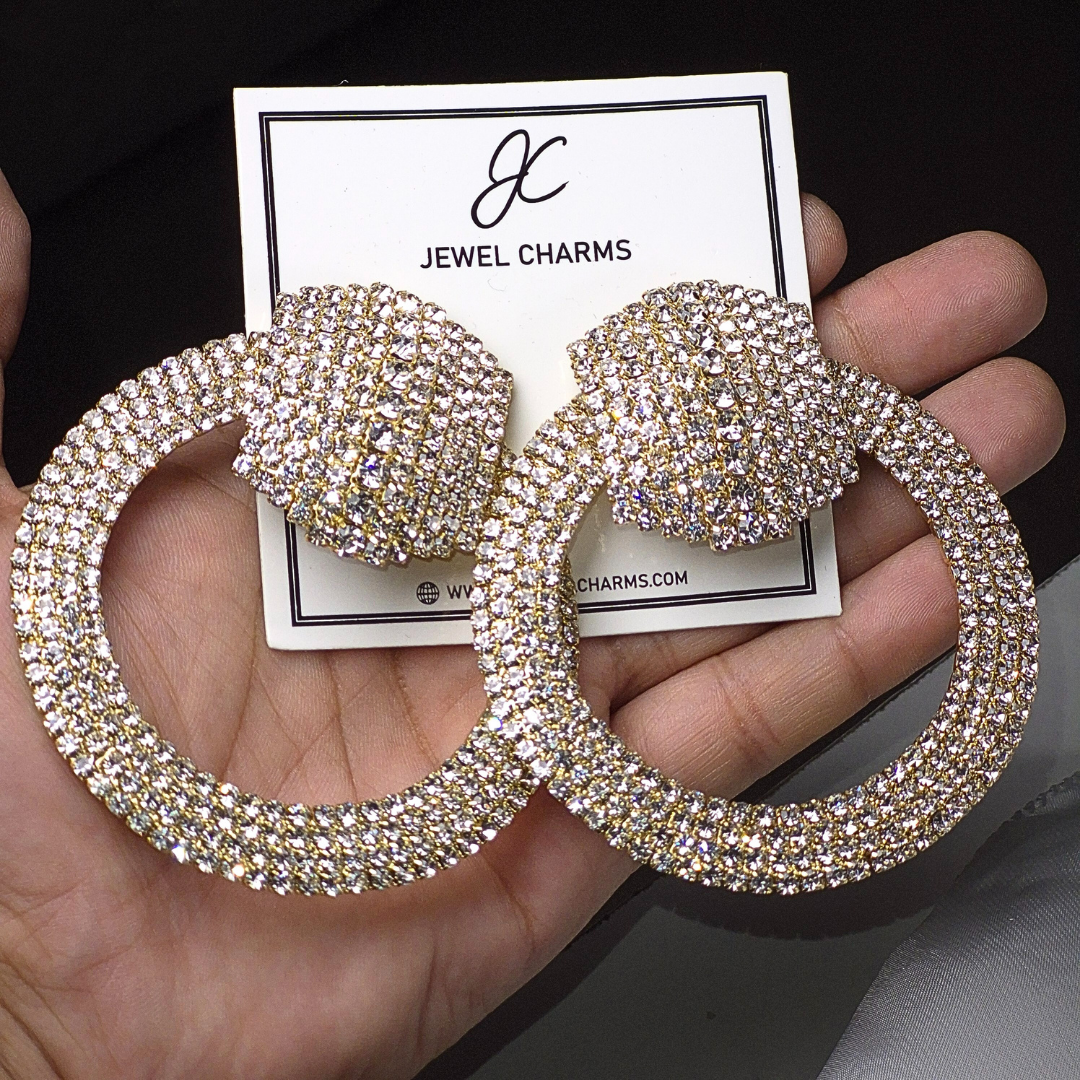 Large Golden Rhinestone Hoops