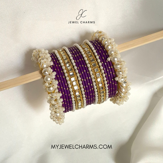 Purple Double square Karra gajra bangles choorian set