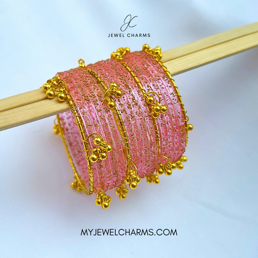 Light Pink Viral Raindrop Original Kashmiri Glass Bangles