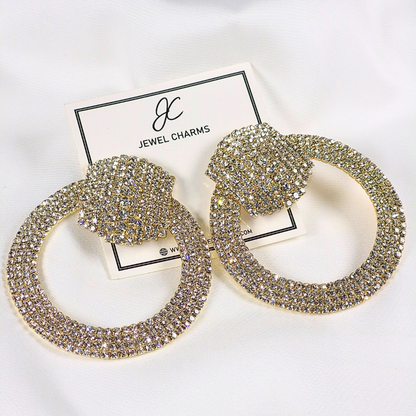 Large Golden Rhinestone Hoops