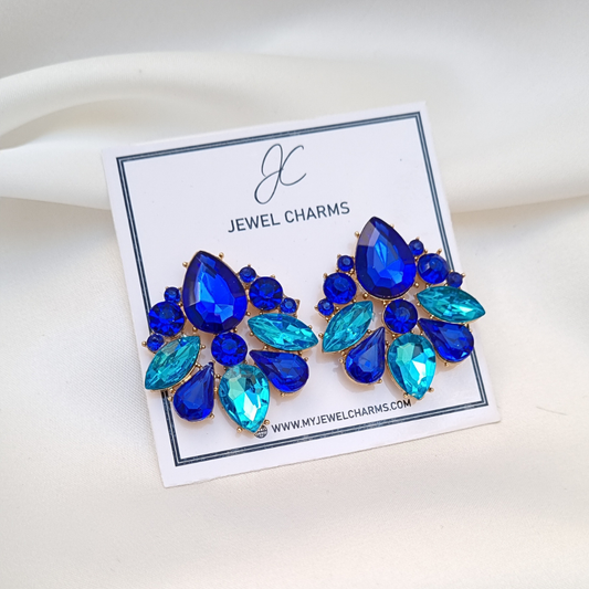 Duo Blue Crystal Earrings