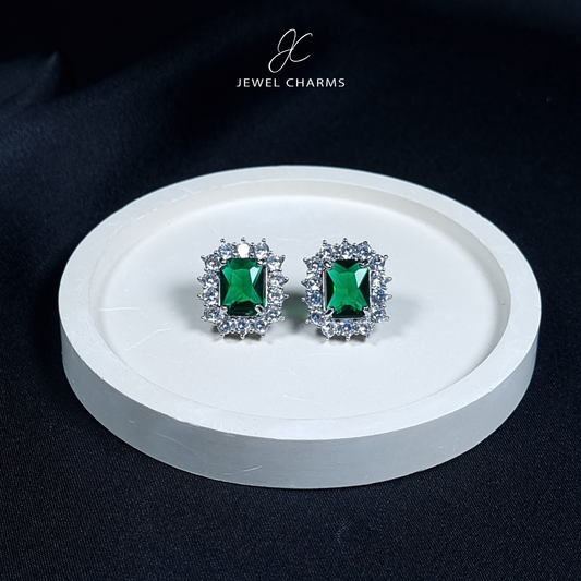 Green Square Studs