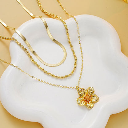 Jcec 330 Flower triple chain necklace