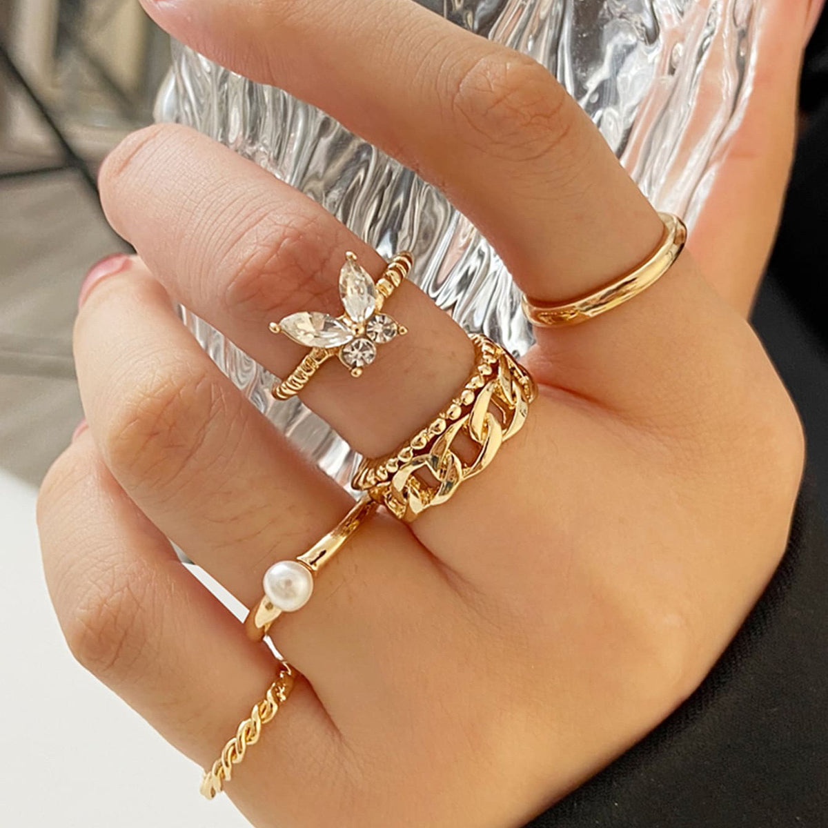 Jcec 332 6 pieces butterfly ring pack