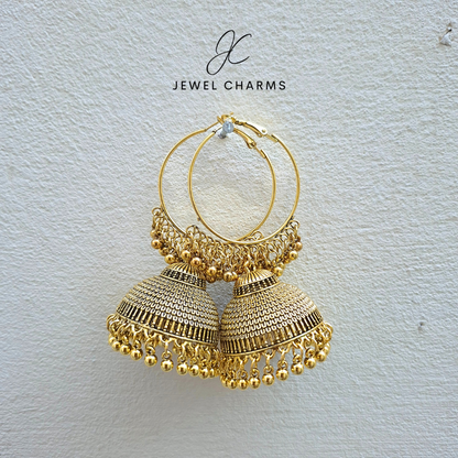 Jc 258 Golden Antique Chand Baali Jhumka