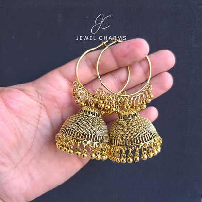 Jc 258 Golden Antique Chand Baali Jhumka