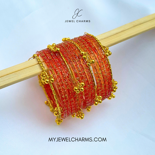 Peach Raindrop Original Kashmiri Glass Bangles