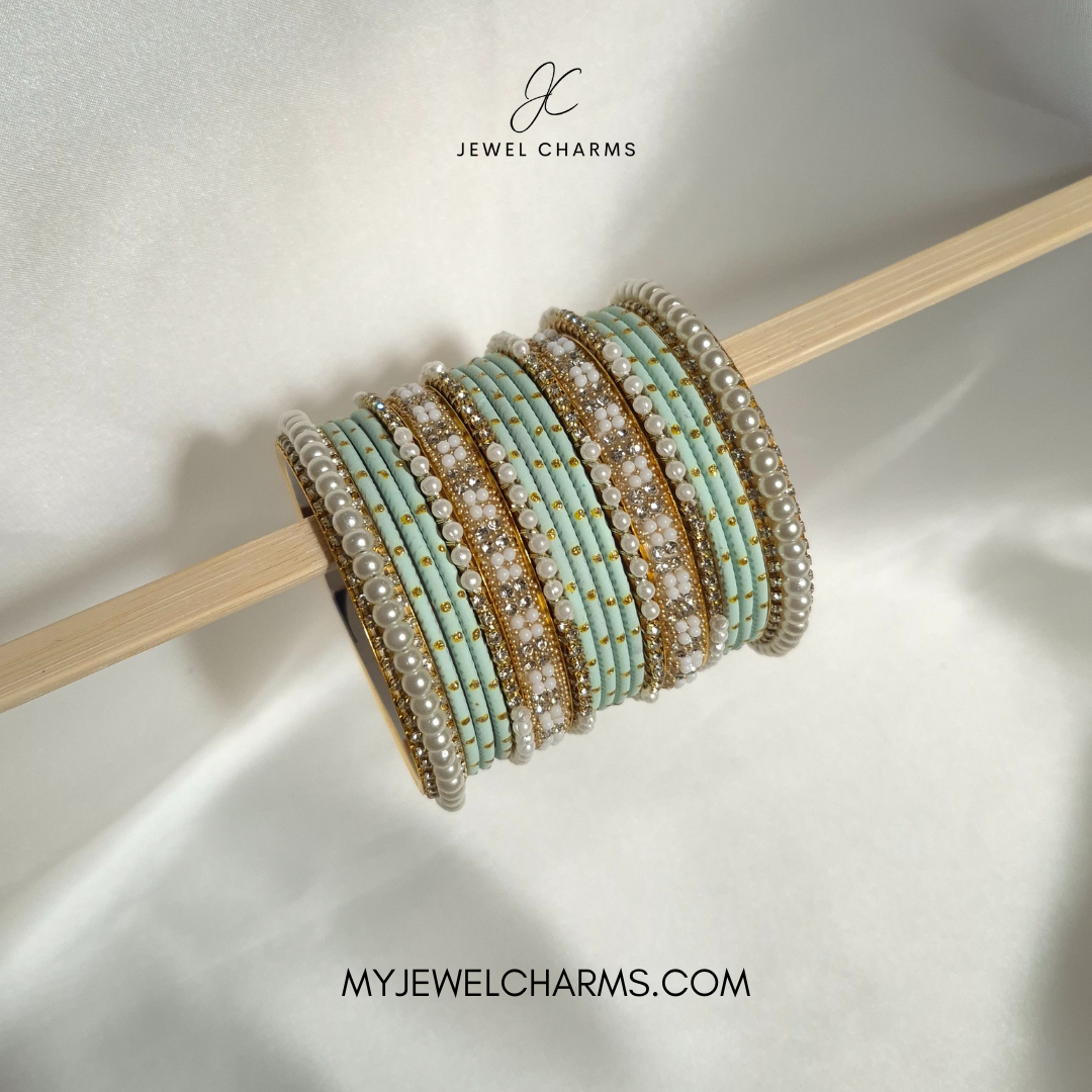 Sea Green duo Royal pearl bangles choorian set