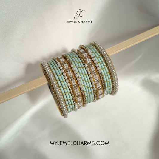 Sea Green duo Royal pearl bangles choorian set