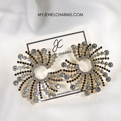 Jc 262 Black n White Large Constellation Earrings with Pearls