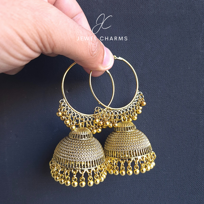 Jc 258 Golden Antique Chand Baali Jhumka