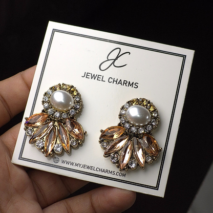 Champagne Wine Crystal Pearl Earrings