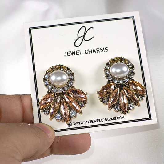 Champagne Wine Crystal Pearl Earrings