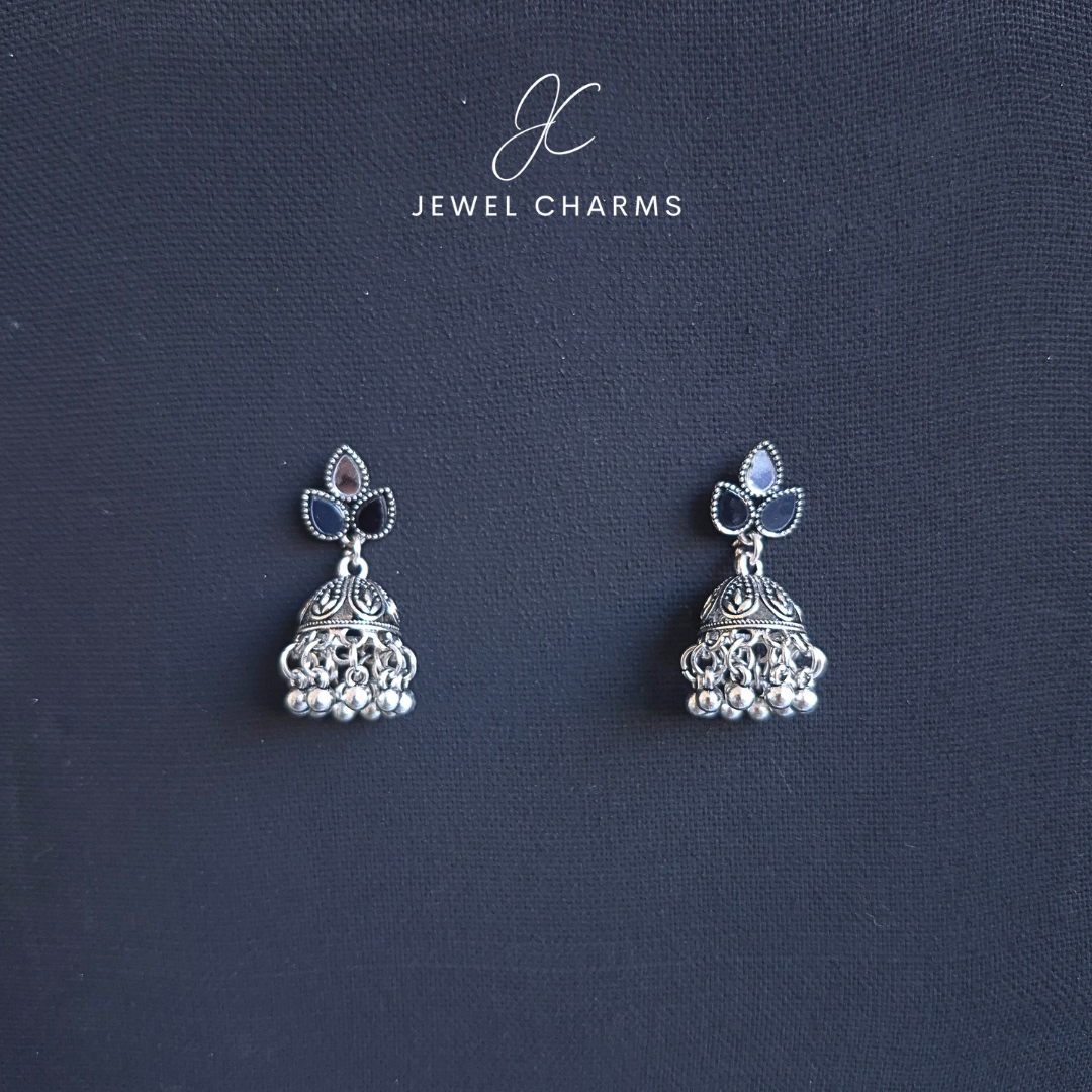 Silver Tri Leaf Antique Jhumki