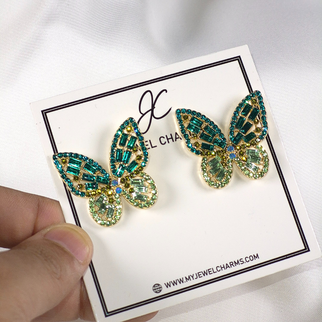 Green Rhinestone Butterflies