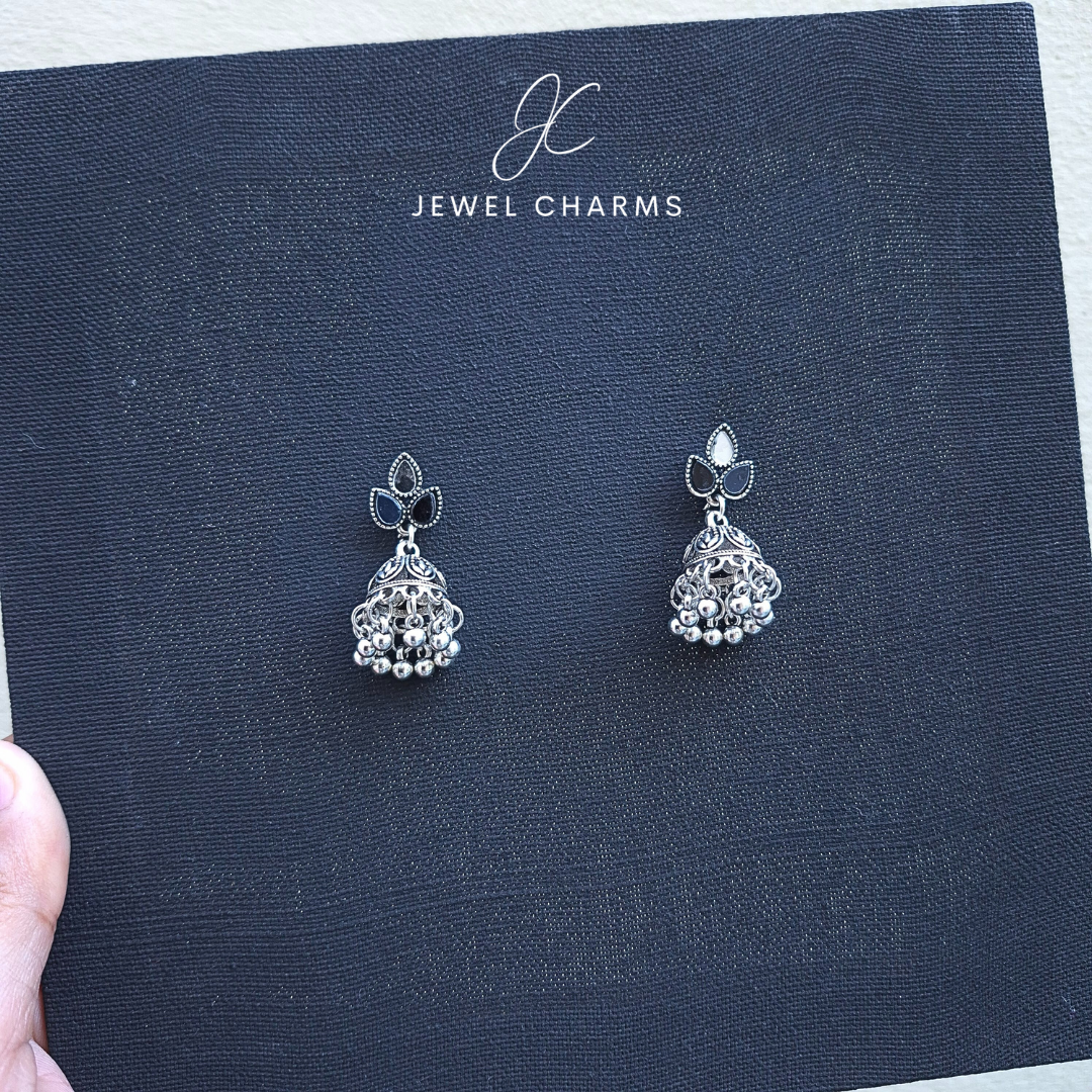 Silver Tri Leaf Antique Jhumki