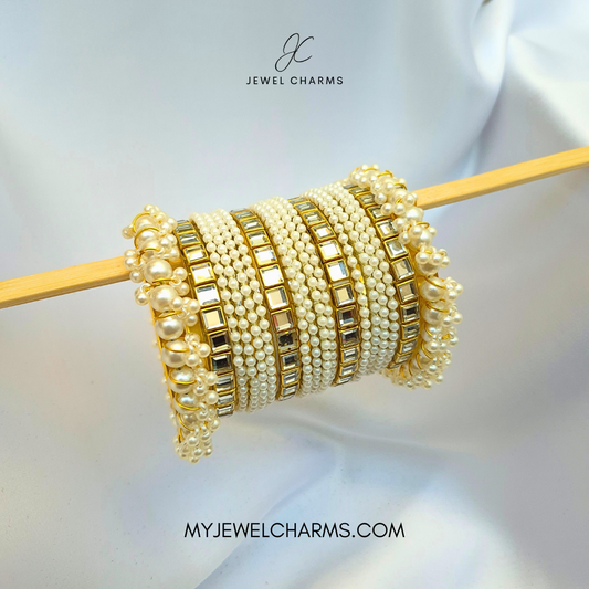 Tetra Golden Karra Pearl Bangles