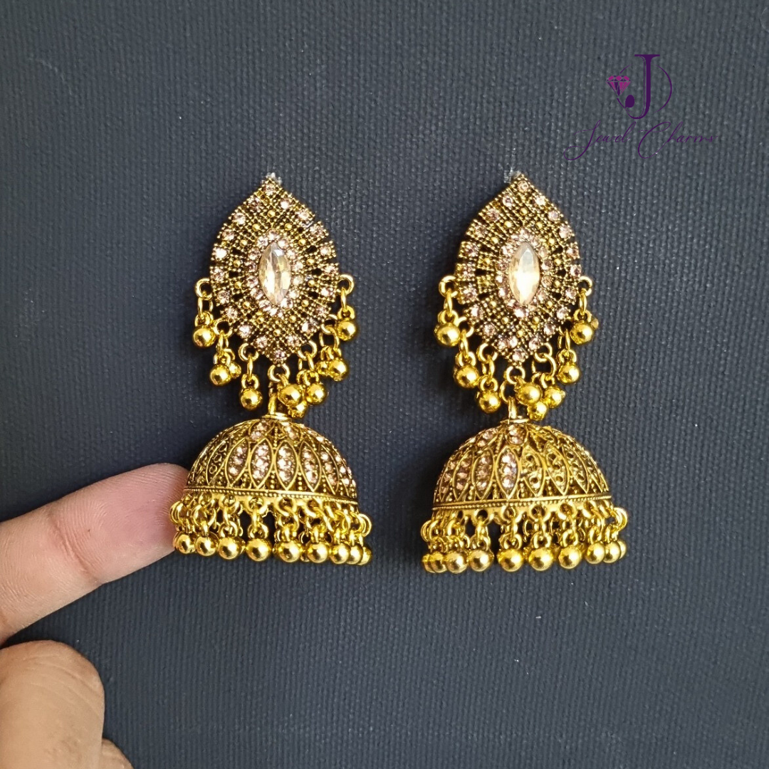 Golden Champagne Jhumka medium