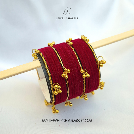 Maroon Golden Viral Kashmiri Bangles
