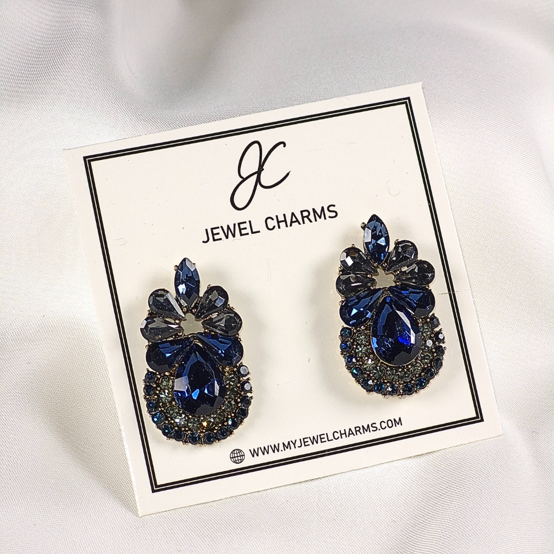 Jc 263 Dark Navy Blue & Black Regalia Earrings