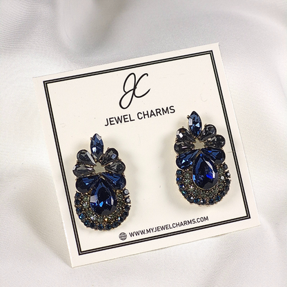 Jc 263 Dark Navy Blue & Black Regalia Earrings