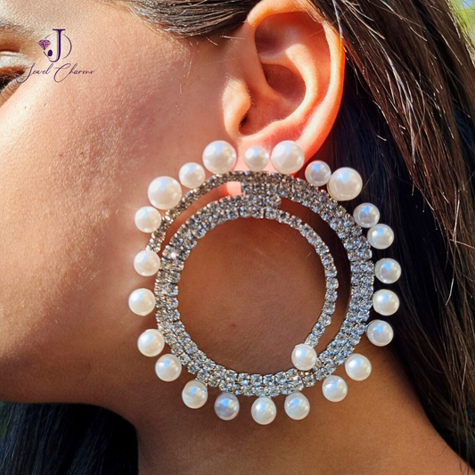 Mega Hoops Pearl Earrings