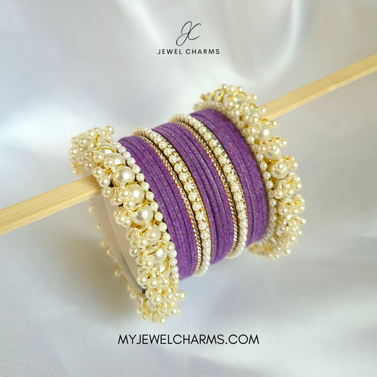 Lilac Silver Karra Tetra Gajra Set