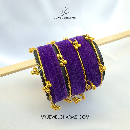 Purple Golden Viral Kashmiri Bangles