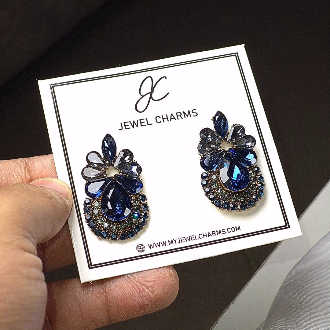 Jc 263 Dark Navy Blue & Black Regalia Earrings
