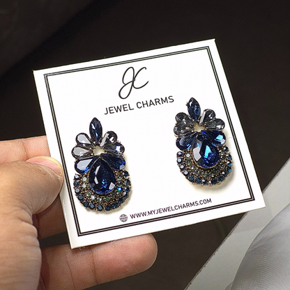 Jc 263 Dark Navy Blue & Black Regalia Earrings