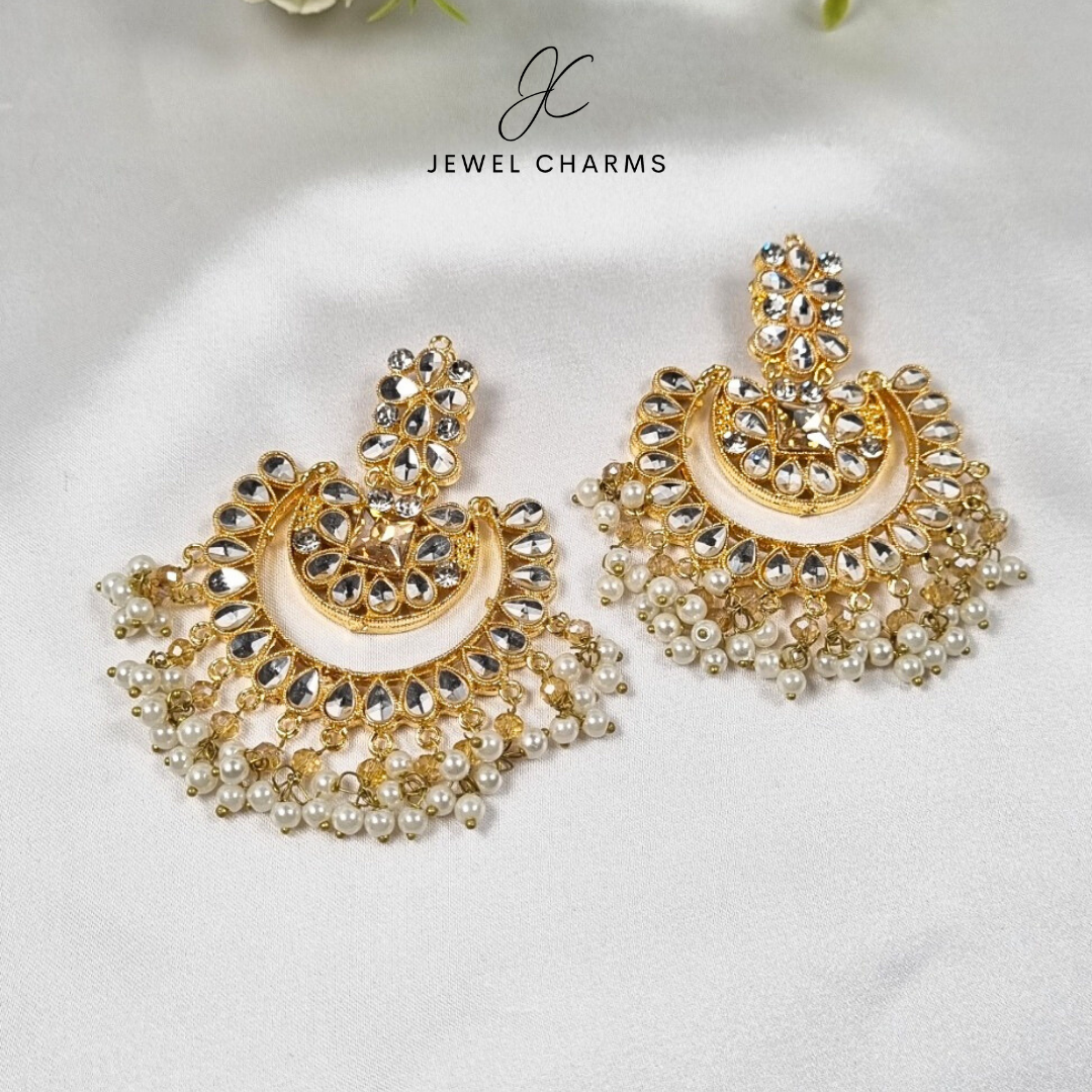 JC253 - Kundan Sheesha Baali Pearl Champagne