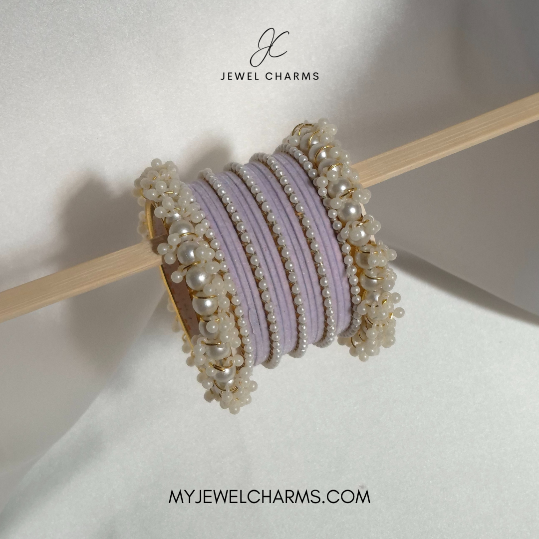 Lilac penta pearl gajra choorian bangles set