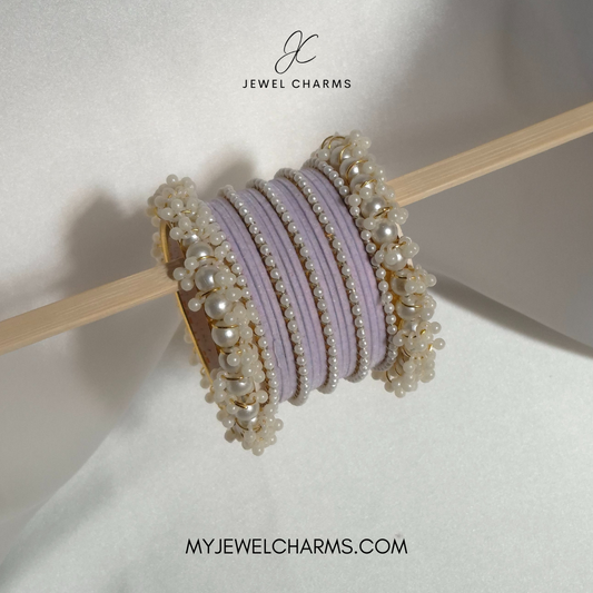 Lilac penta pearl gajra choorian bangles set