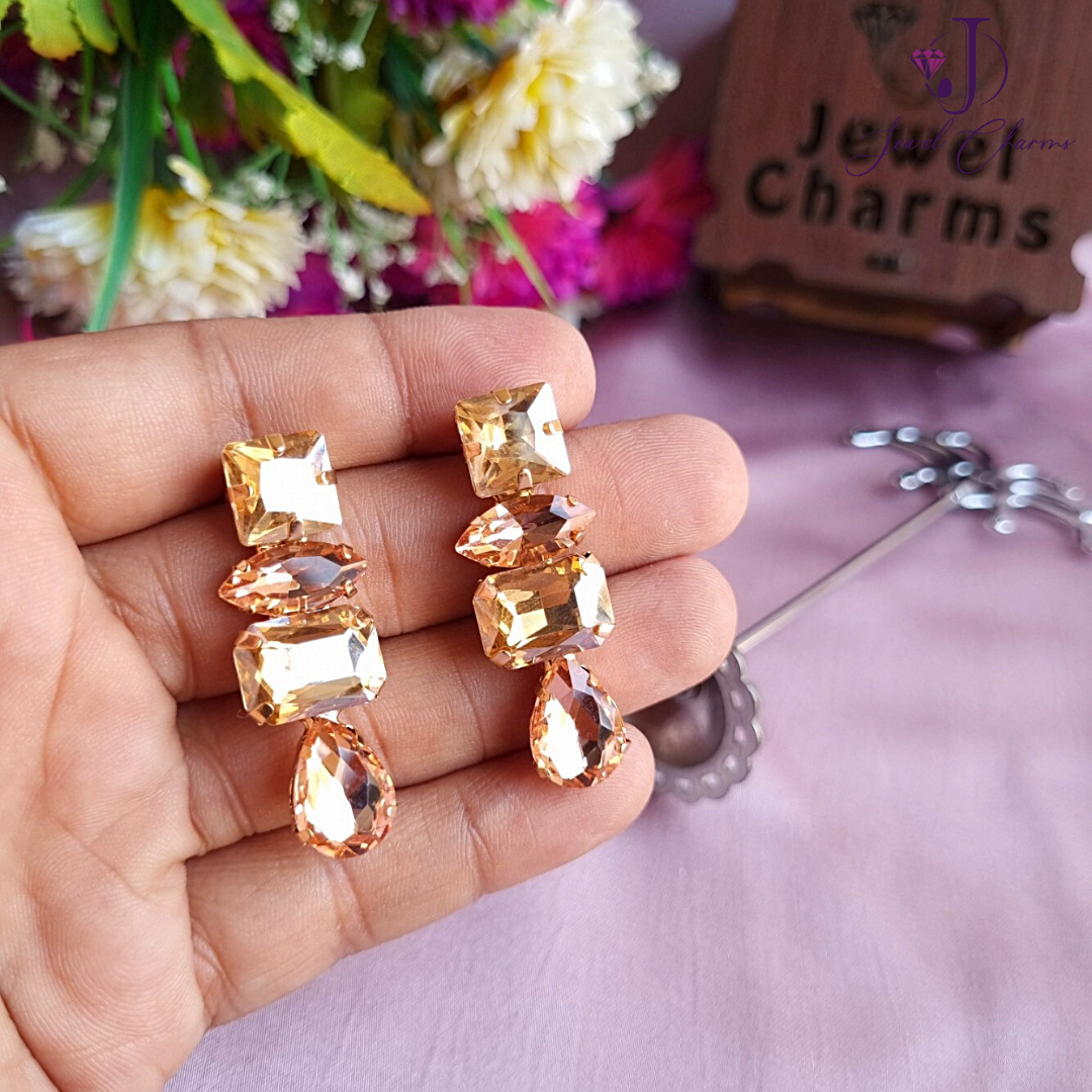 Champagne 4 Step Crystal Earrings