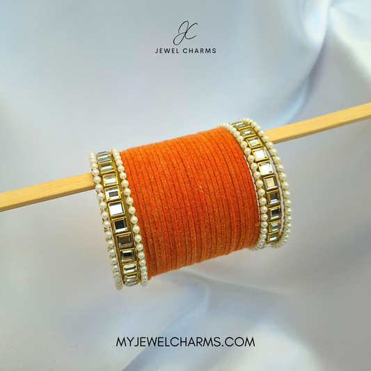 Orange Double Karra 2 Dozen Bangles Set