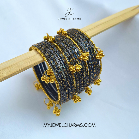 Black Viral Raindrop Original Kashmiri Glass Bangles