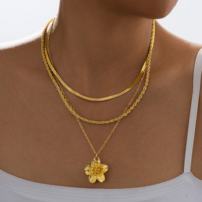 Jcec 330 Flower triple chain necklace