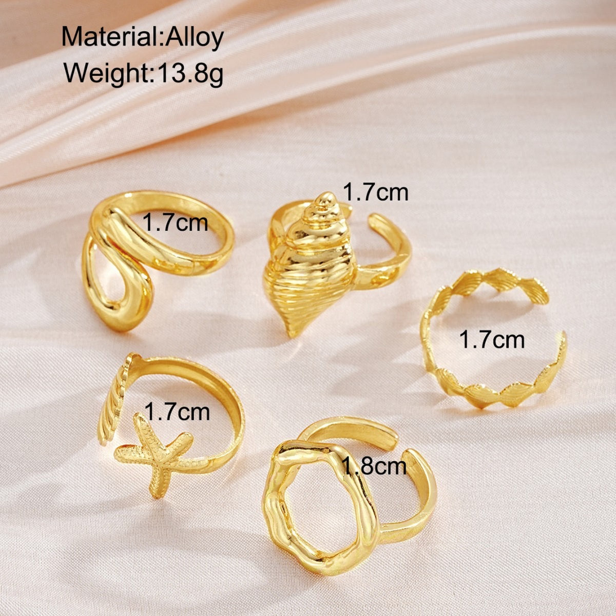 Jcec 337 5 pieces shells rings pack